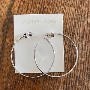 Michael Kors Shiny Silver Hoop Earrings